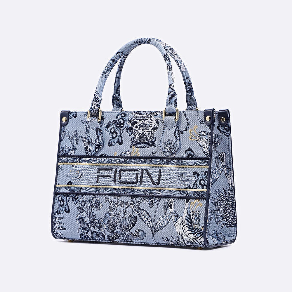 FION blue tiger tote bag